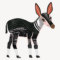 Cute okapi, wild animal digital art illustration