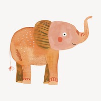 Cute elephant, wild animal digital art illustration