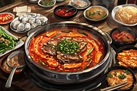 Korean Food food cookware plate.