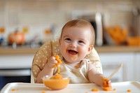 Baby food happy person human.