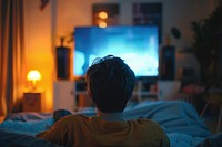 Person watching tv electronics television hardware.