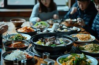 Samgyeopsal food furniture cookware.