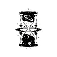 Surreal abstract hourglass logo art illustrated drawing.