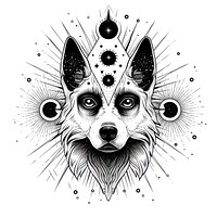Surreal aesthetic dog logo art illustrated drawing.