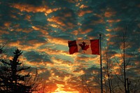Canada flag in the sky.