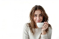 Western woman drinking hot coffee photo photography portrait.