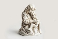 Mary and baby jesus statue sculpture figurine kneeling.