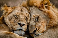 Lions cuddling wildlife animal mammal.