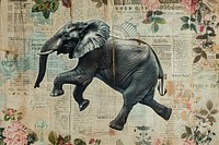 Elephant juggling circus ephemera border wildlife drawing animal.