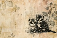 Cute kittens ephemera border animal mammal paper.
