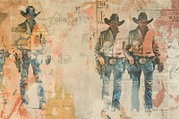 Pastel cowboys ephemera border backgrounds painting drawing.