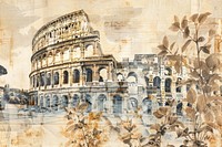 Rome colloseum ephemera border architecture building painting.