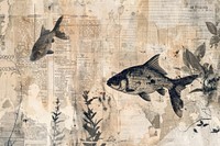 Deep ocean fish ephemera border backgrounds drawing animal.