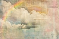 Rainbow clouds ephemera border backgrounds painting outdoors.