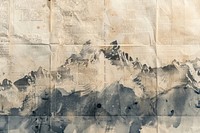 Chinese ink mountain ephemera border backgrounds newspaper text.