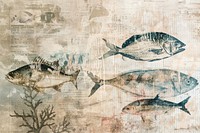 Deep ocean fish ephemera border drawing animal paper.