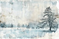 Snowy winter scene ephemera border backgrounds outdoors painting.