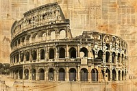 Rome colloseum ephemera border newspaper landmark architecture.