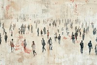 People crowd ephemera border backgrounds drawing art.