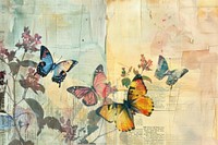 Butterflies colorful ephemera border collage backgrounds butterfly.