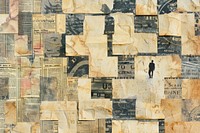 Person in a maze ephemera border collage backgrounds art.
