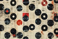 Music records ephemera border backgrounds text repetition.