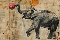 Elephant juggling circus ephemera border wildlife drawing animal.