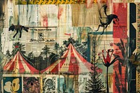 Circus tent ephemera border collage backgrounds tapestry.