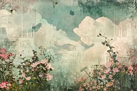 Pastel watercolor clouds ephemera border backgrounds painting flower.