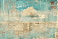 Blue sky single cloud ephemera border newspaper backgrounds text.