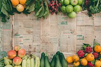 Farmers market ephemera border backgrounds newspaper fruit.