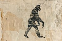 Ape man evolution walking ephemera border drawing paper text.