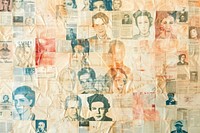 People faces diverse ephemera border collage backgrounds drawing.