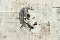 Close up victorian man moustache ephemera border newspaper portrait drawing.