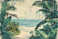 People tropical beach ephemera border backgrounds outdoors painting.