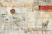 Old letters wax seal ephemera border backgrounds newspaper collage.