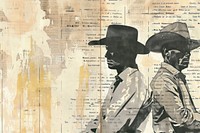 Pastel cowboys ephemera border backgrounds newspaper drawing.