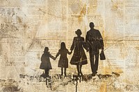 Family holding hands ephemera border drawing adult text.