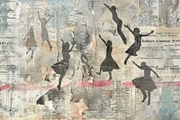 People dancing ephemera border collage backgrounds drawing.