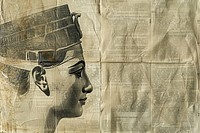 Cleopatra ephemera border newspaper drawing collage.