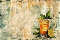 Tropical cocktails ephemera border backgrounds mojito drink.