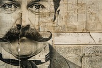 Close up victorian man moustache ephemera border backgrounds newspaper drawing.