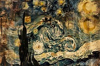 Van gogh starry night ephemera border backgrounds painting drawing.