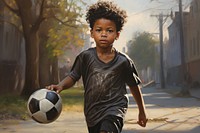 Black child soccer sports football.