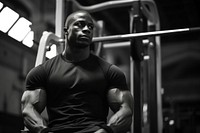 Black muscle man gym exercise fitness.
