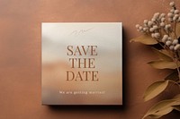 Aesthetic brown wedding card mockup psd