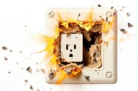 Sparking electrical outlet fireplace indoors electrical device.