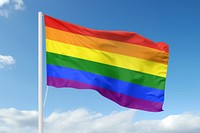 Waving rainbow flag mockup psd