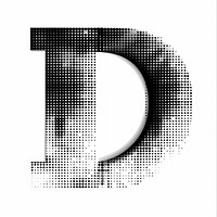 Halftone letter D text logo white background.