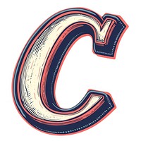 Varsity letter C text cartoon circle.